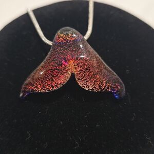 Hand Blown Glass Pendant On Silver Chain